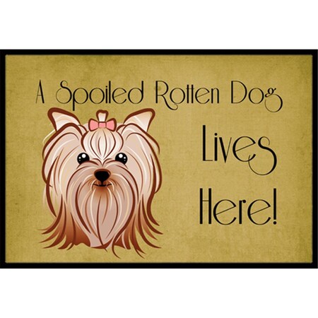 Carolines Treasures Yorkie Yorkishire Terrier Spoiled Dog Lives Here Indoor & Outdoor Mat, 18 x 27 in. CA77436